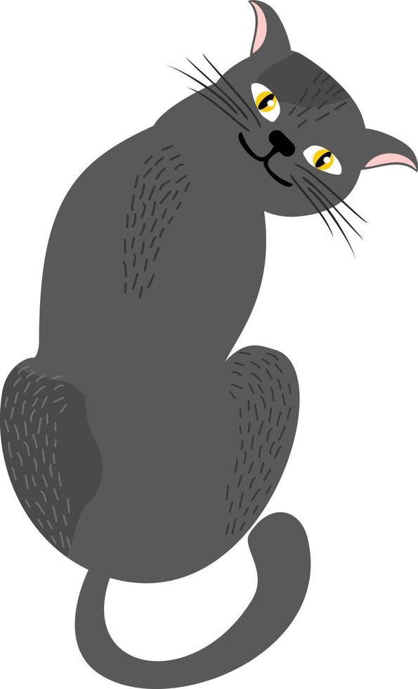 black cat smiles, kind pet vector