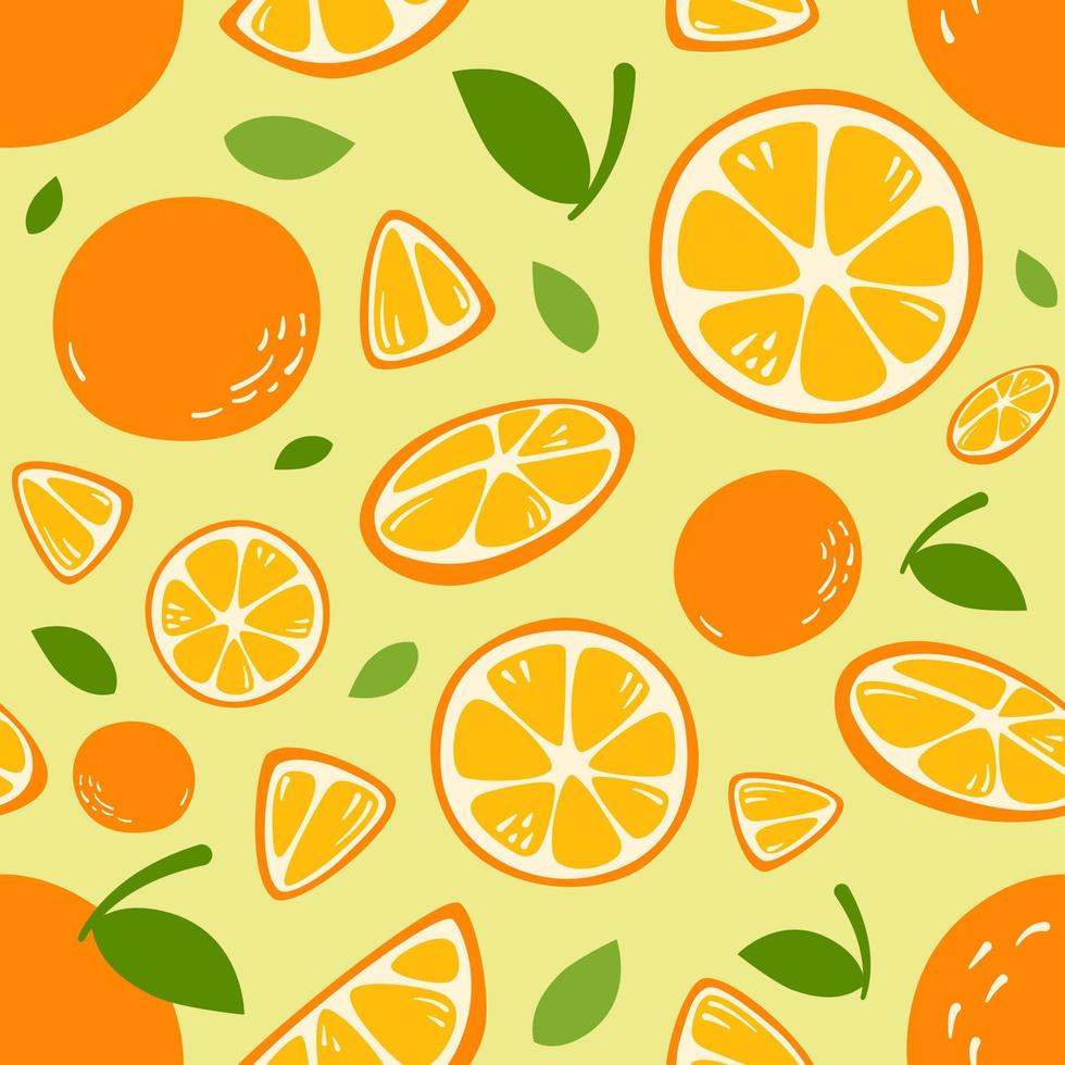 patrón transparente naranja. impresión de arte abstracto. diseño para papel, cubiertas, tarjetas, telas, artículos de interior y cualquier. ilustración vectorial sobre la fruta. vector