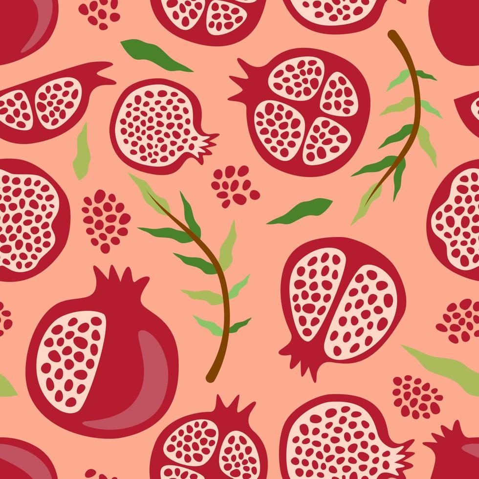Pomegranate seamless pattern. Abstract art print. Design for paper, covers, cards, fabrics, interior items and any. Vector illustration about fruit.