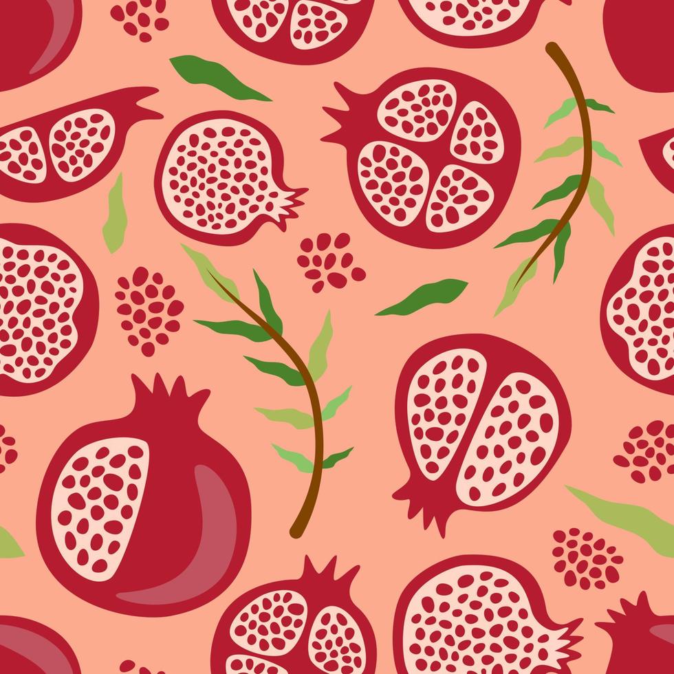 patrón sin costuras de granada. impresión de arte abstracto. diseño para papel, cubiertas, tarjetas, telas, artículos de interior y cualquier. ilustración vectorial sobre la fruta. vector