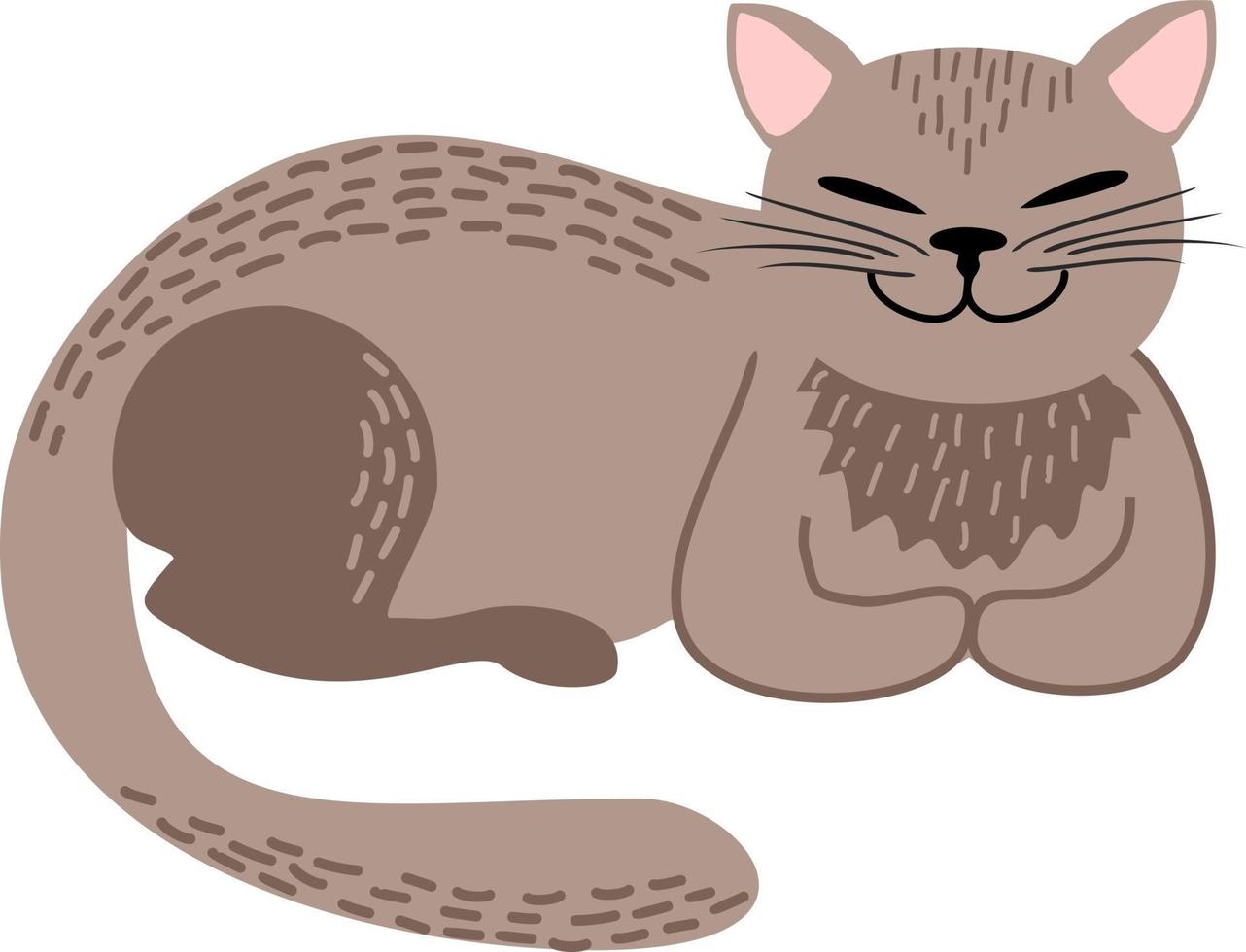 a cat or a cat lies and smiles a kind pet vector