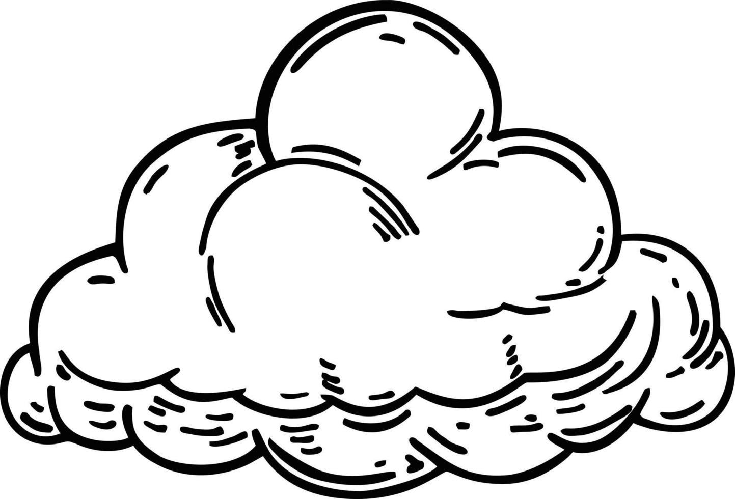 Cloud in hand drawn vintage retro style. Cartoon design element. Vector illustration