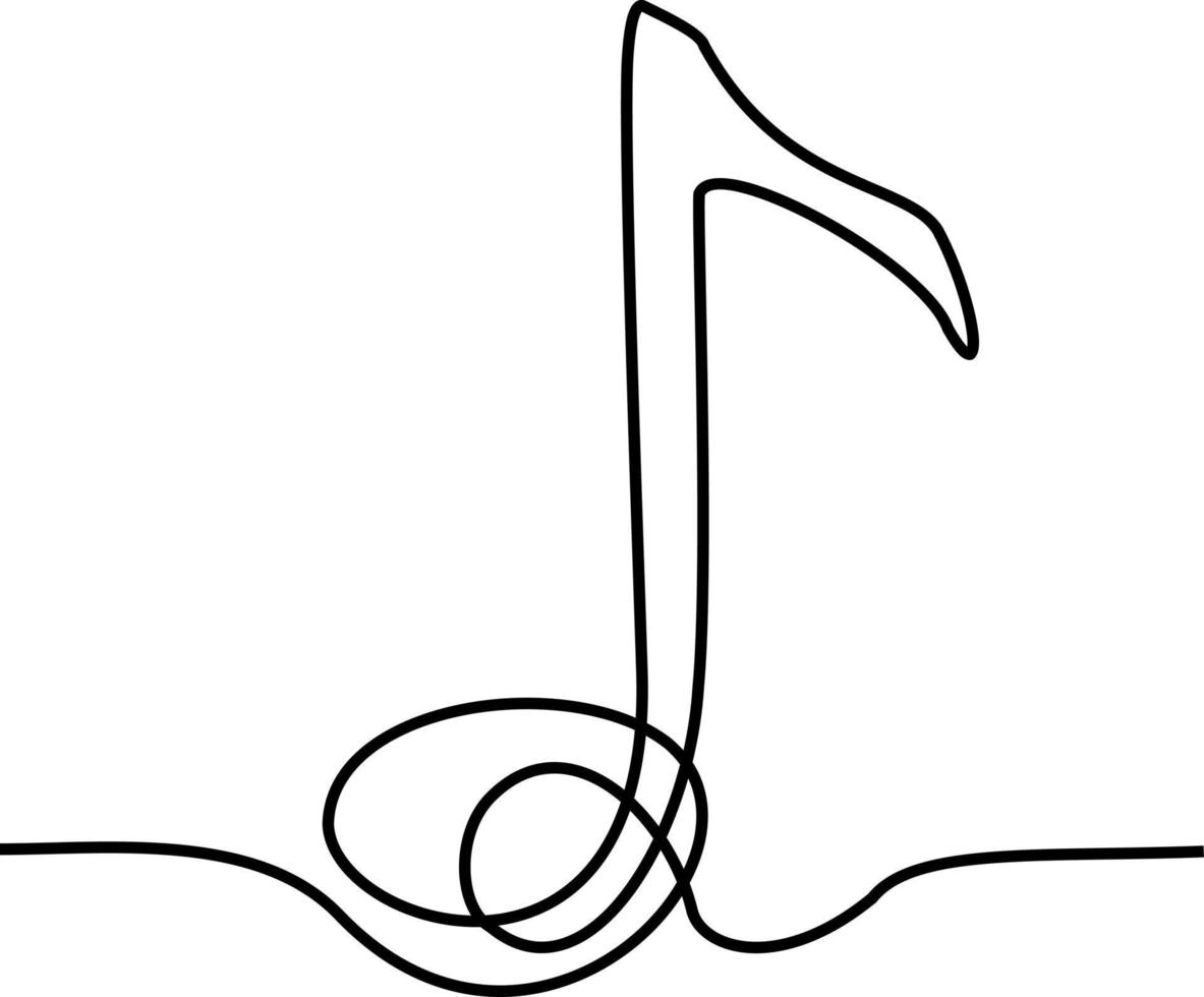 Musical  note, single one continuous line art drawing style vector