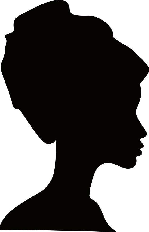 African woman face silhouette. Elegant beautiful African American woman silhouette profile in black vector