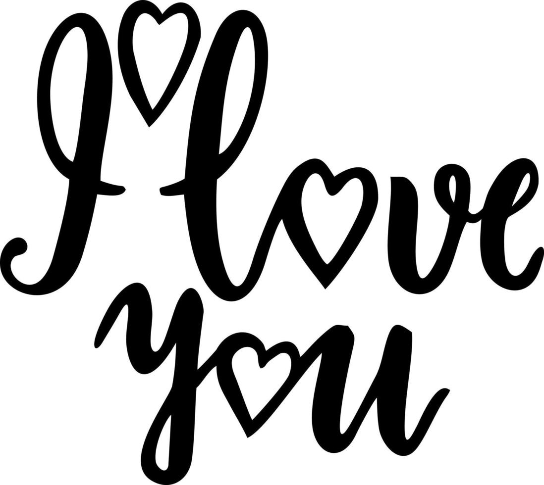 Hand written phrase I love you. Valentine's day card vector