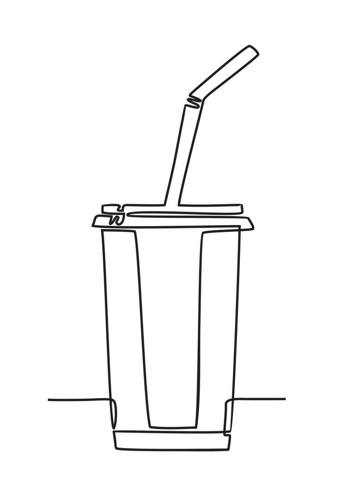 Cola drawn in one line on a white background. Continuous line. One continuous drawn Cola line drawn from the hand a picture of the silhouette. Line art. vector