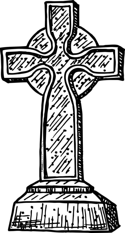 Old marble stone tombstone with christian cross vector