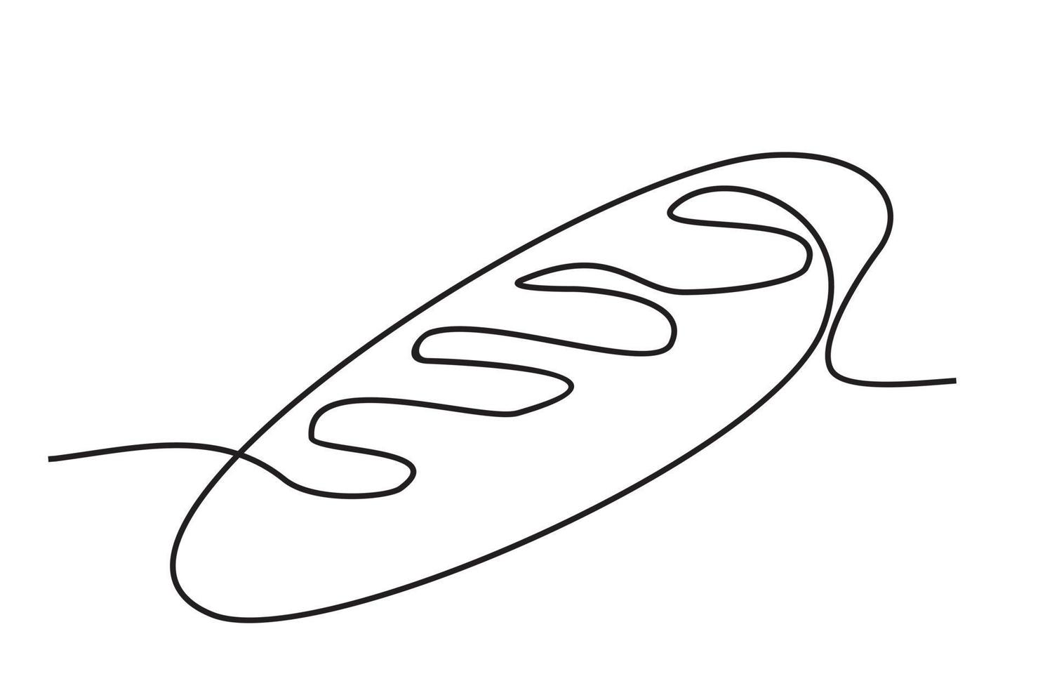 Continuous one line loaf of bread. One continuous line drawing of long loaf bread vector