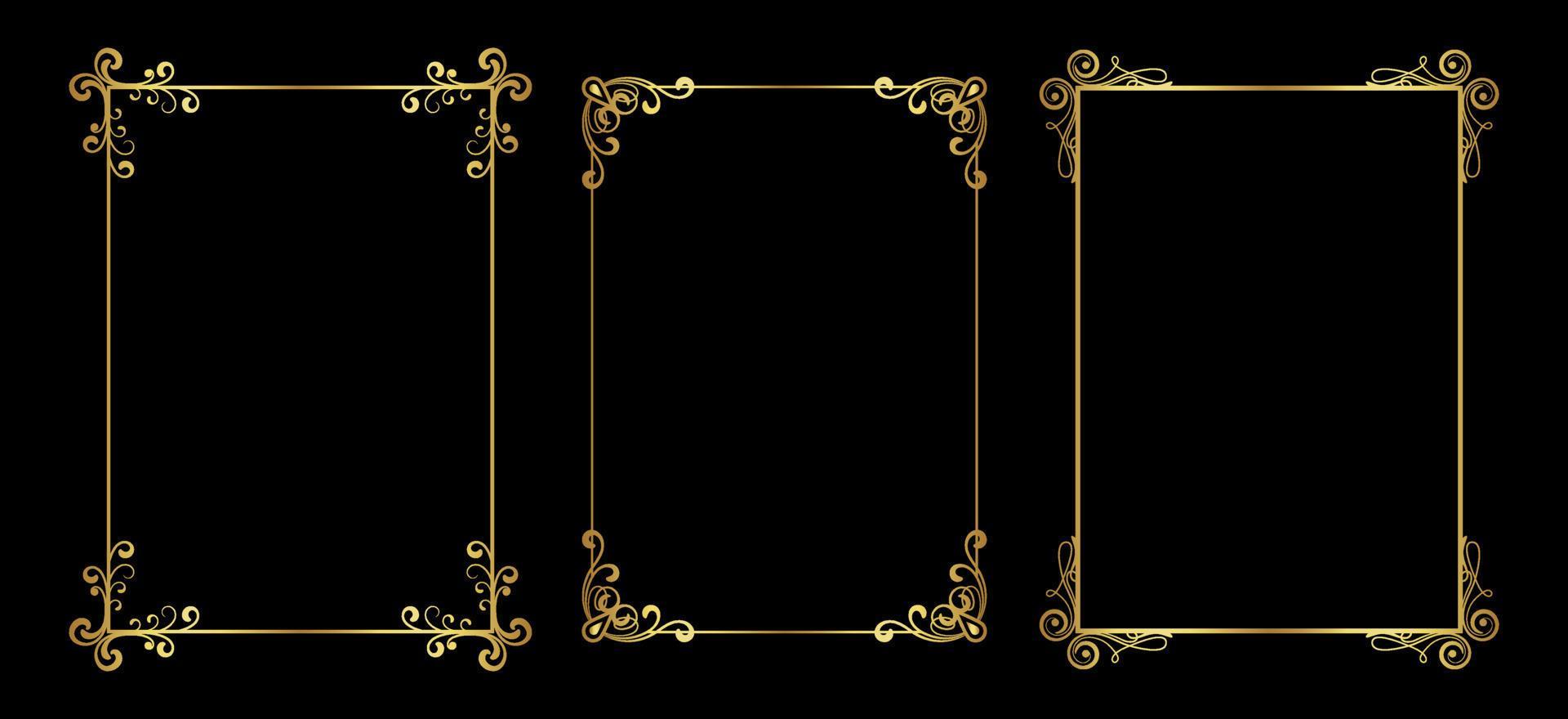set of gold frames on black background vector eps 10 7738952 Vector Art