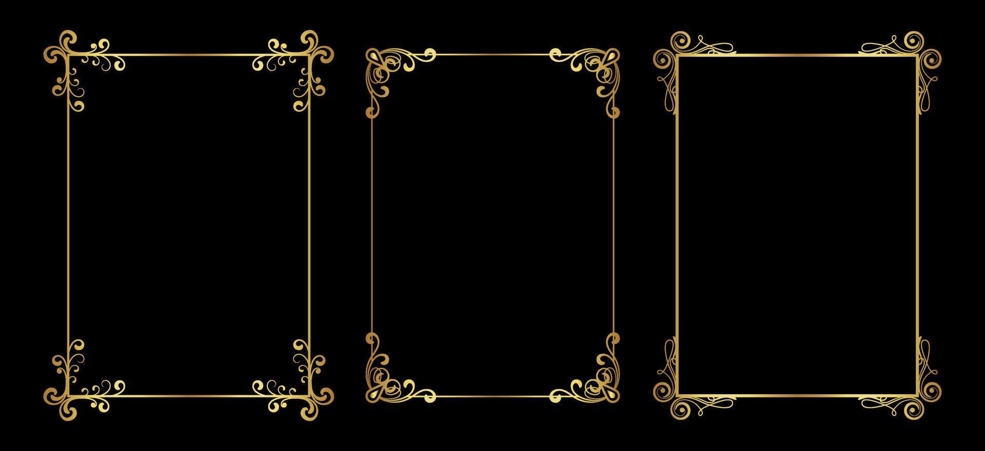 set of gold frames on black background vector eps 10 7738952 Vector Art at Vecteezy