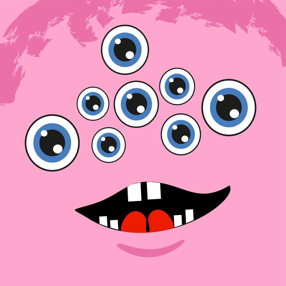 Abstract face. Monster square emotional face, monster emoticon vector