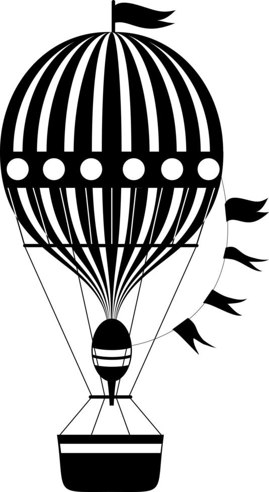 Aerostat illustration. Black and whitel hot air balloons. Vector illustration