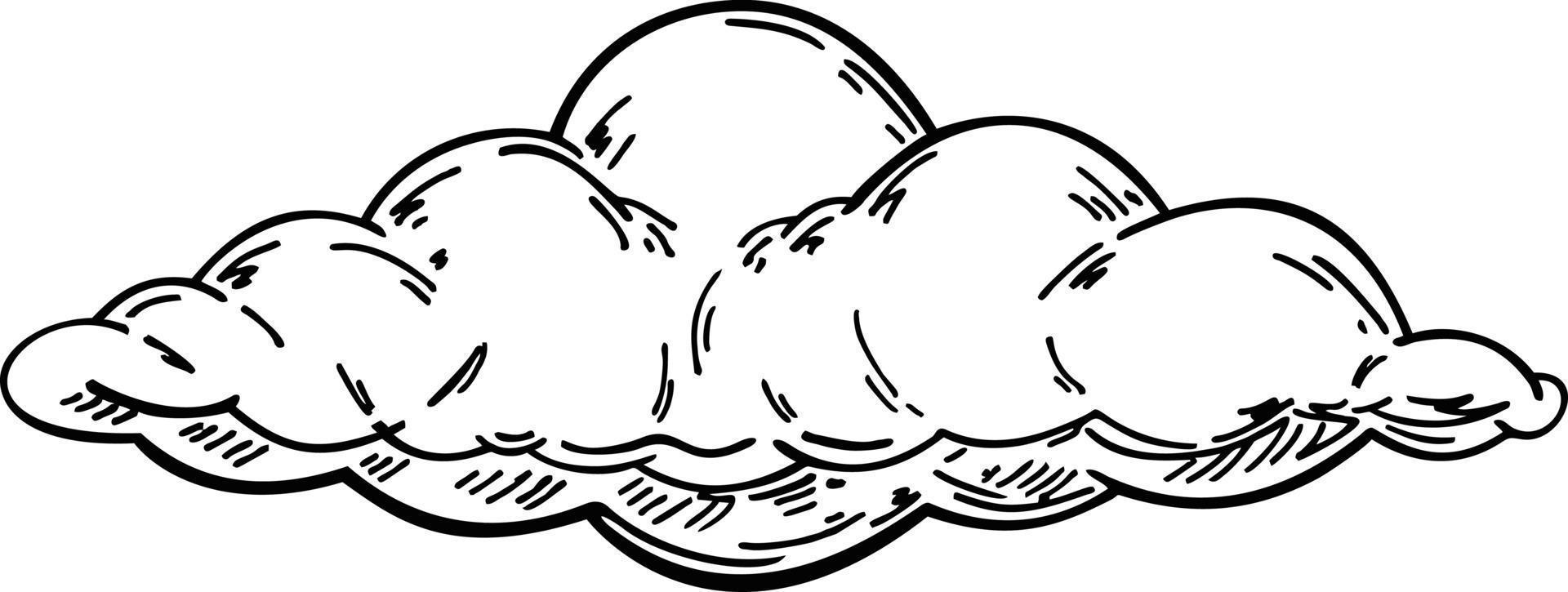 Cloud in hand drawn vintage retro style. Cartoon design element. Vector illustration