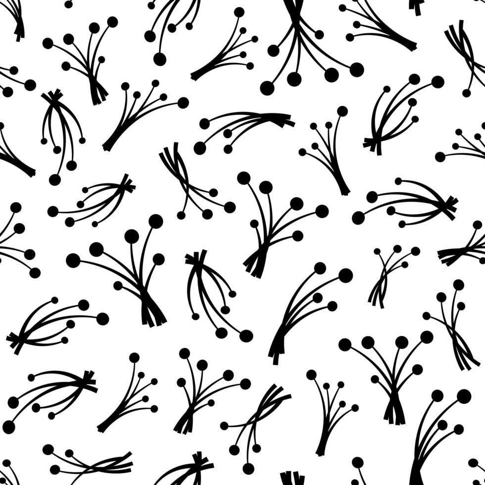 Monochrome Pollen seamless pattern. Abstract art print. Design for paper, covers, cards, fabrics, interior items and any. Vector illustration of botany nature.