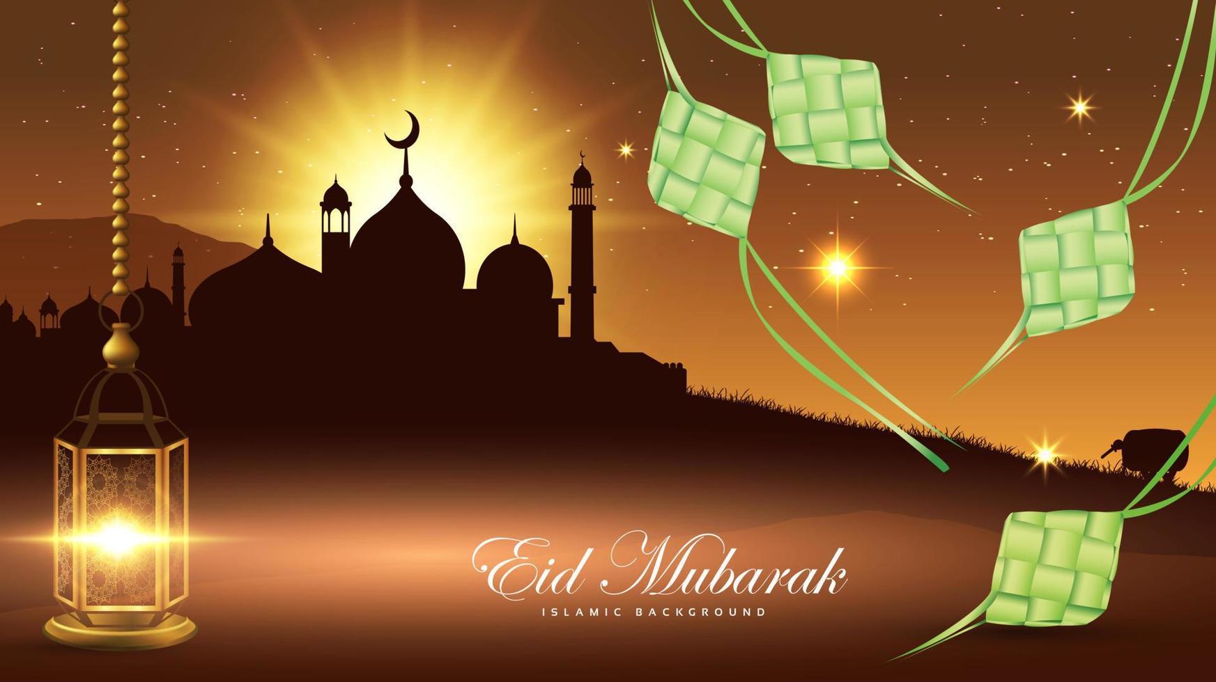 Abstract Islamic Eid Mubarak banner background template vector