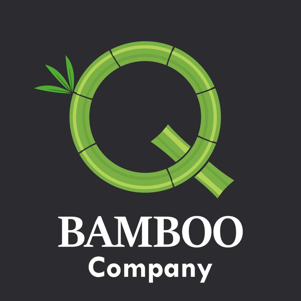 Letter q bamboo logo template illustration. Suitable for your business. vector
