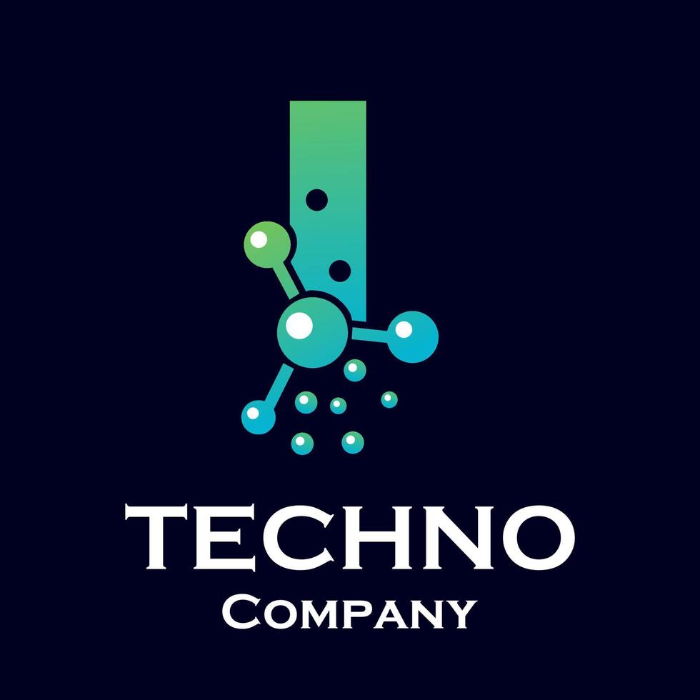 Letter i with molecule design logo template illustration vector