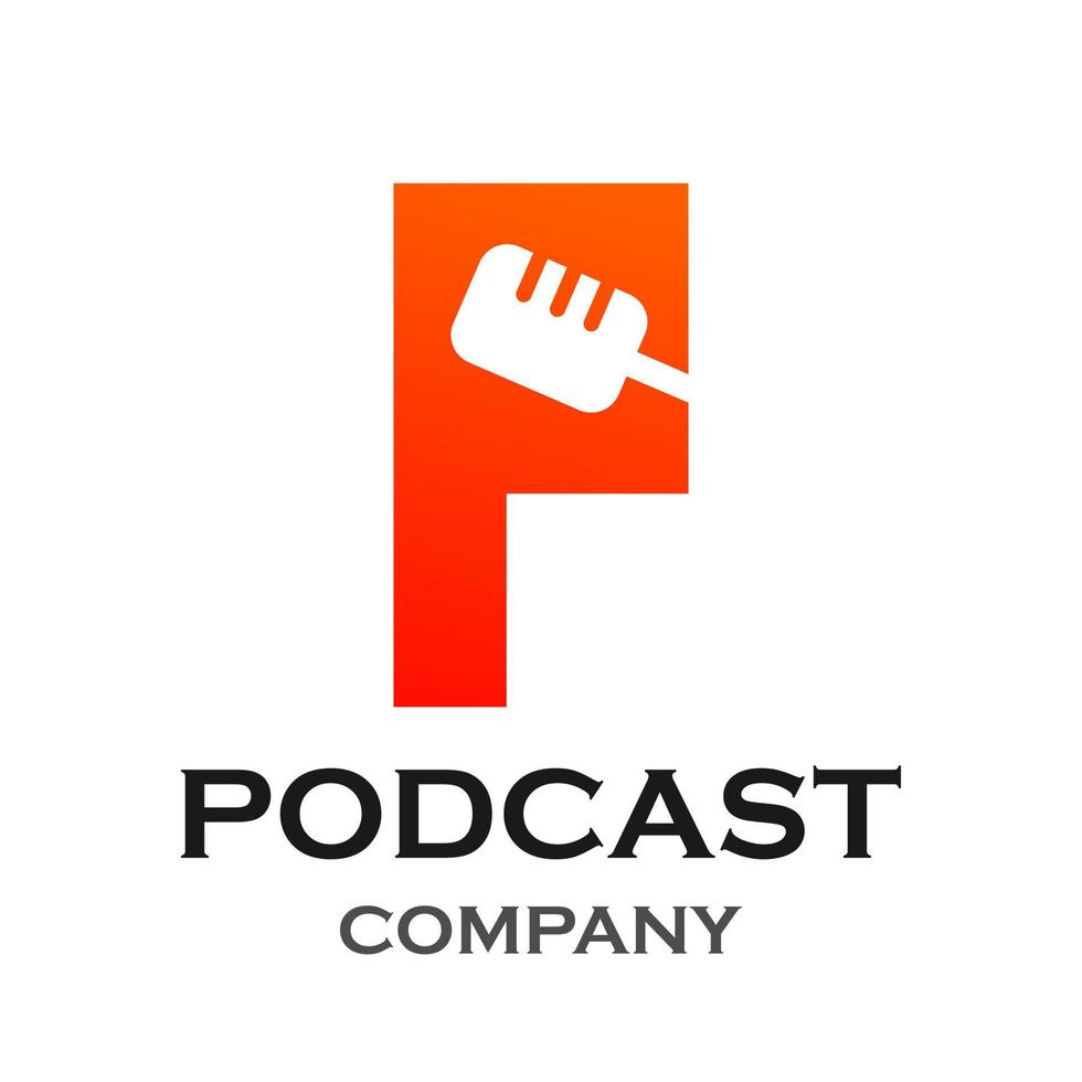 letra f con ilustración de plantilla de logotipo de podcast. adecuado para podcasting, internet, marca, musical, digital, entretenimiento, estudio, etc. vector