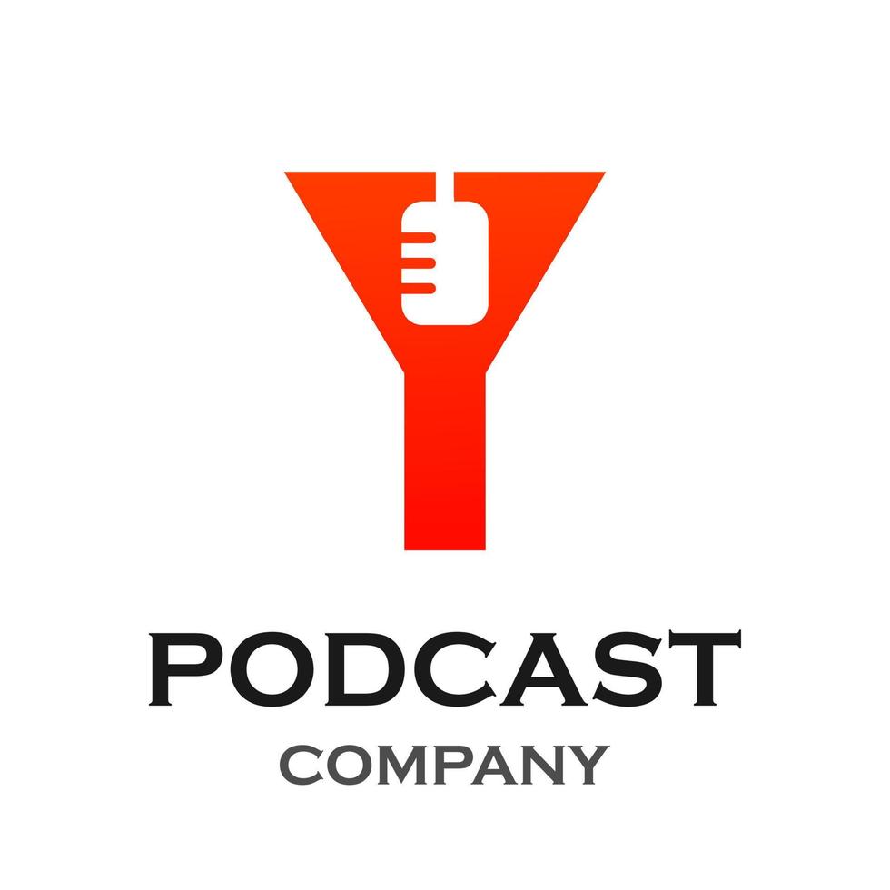 Letter y with podcast logo template illustration. suitable for podcasting, internet, brand, musical, digital, entertainment, studio etc vector