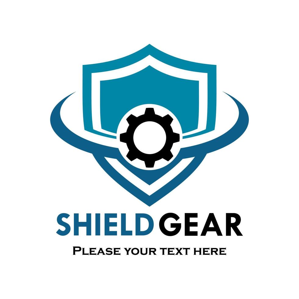 Shield gear logo template illustration. suitable for industry web, etc vector