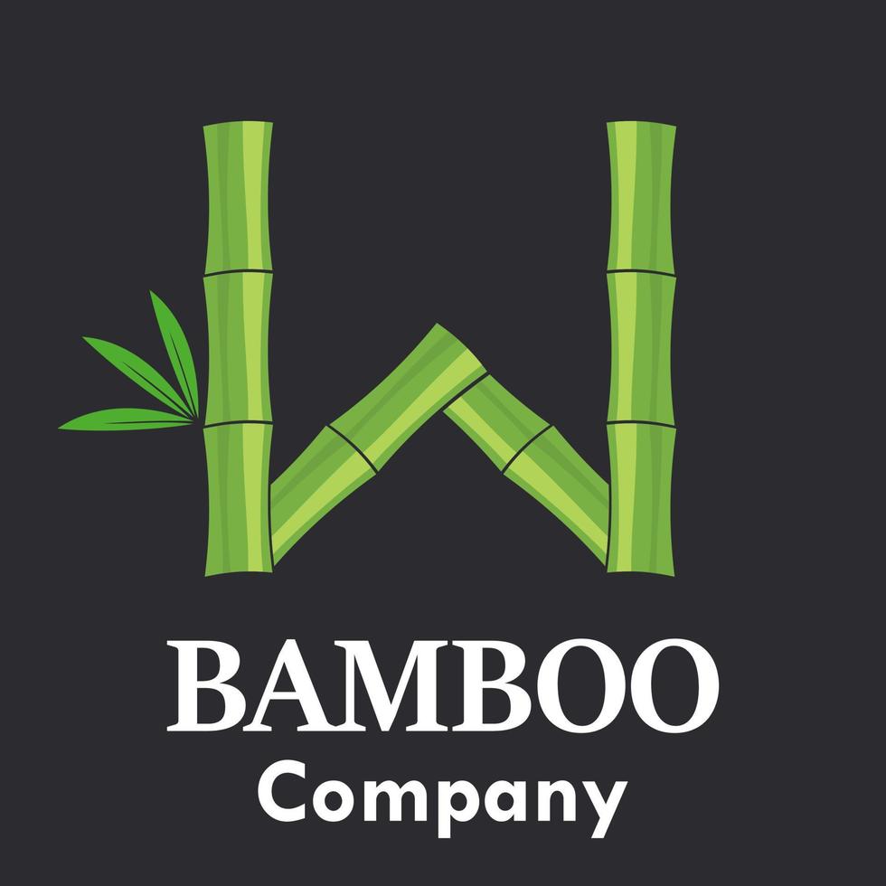 ilustración de plantilla de logotipo de bambú de letra w. adecuado para su negocio. vector