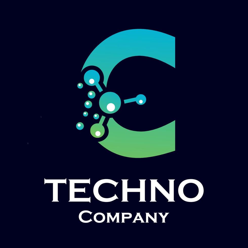 Letter c with molecule design logo template illustration vector