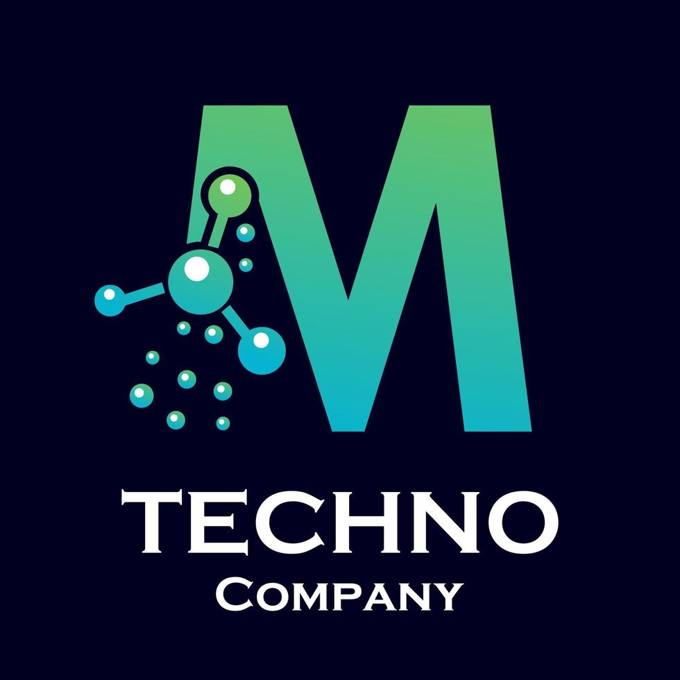 Letter m with molecule design logo template illustration vector