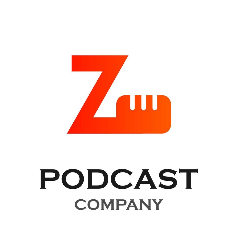Letter z with podcast logo template illustration. suitable for podcasting, internet, brand, musical, digital, entertainment, studio etc vector