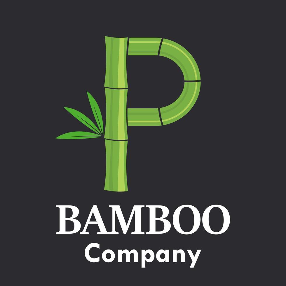 Letter p bamboo logo template illustration. Suitable for your business. vector