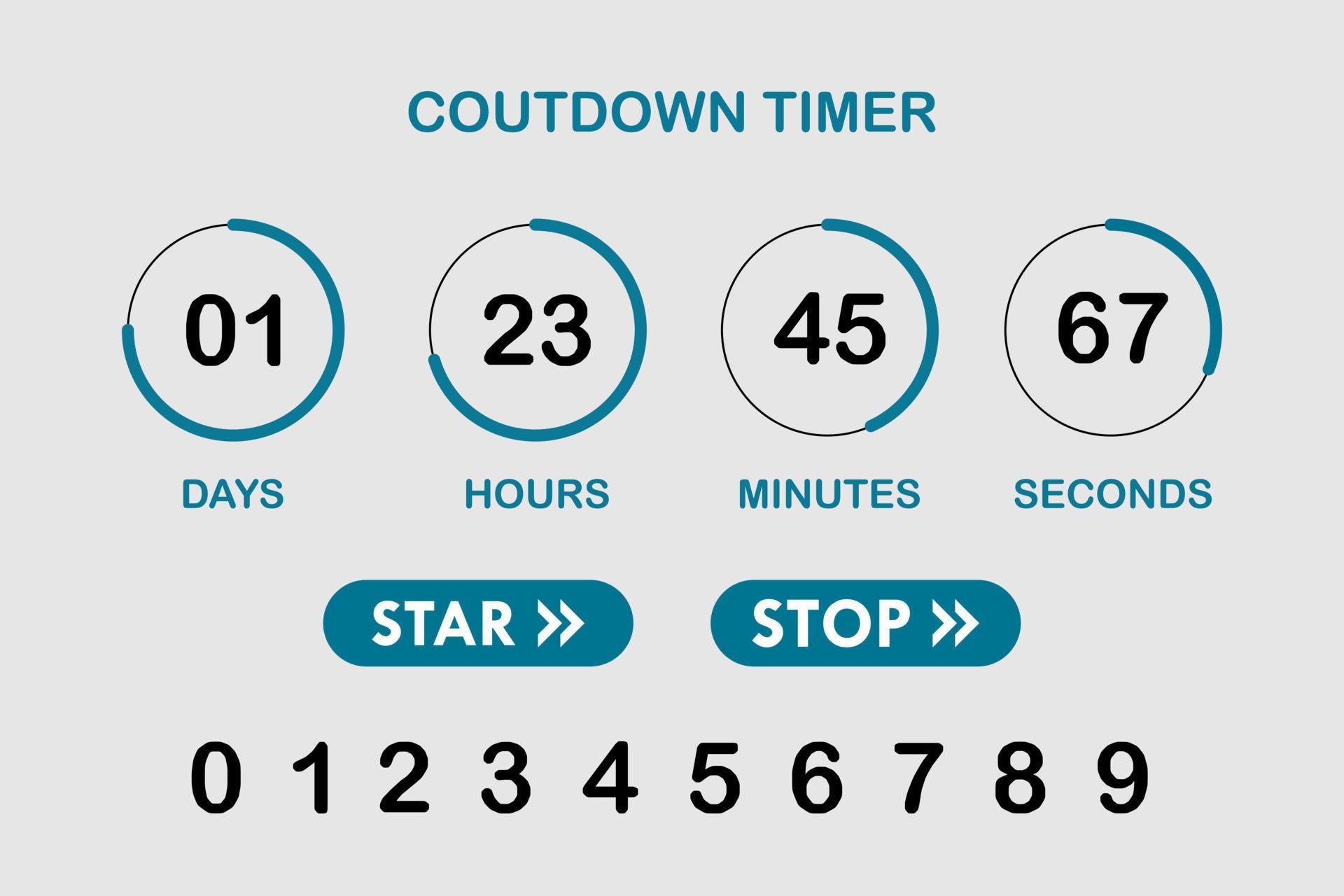 Countdown timer website element with buttons logo template illustration ...