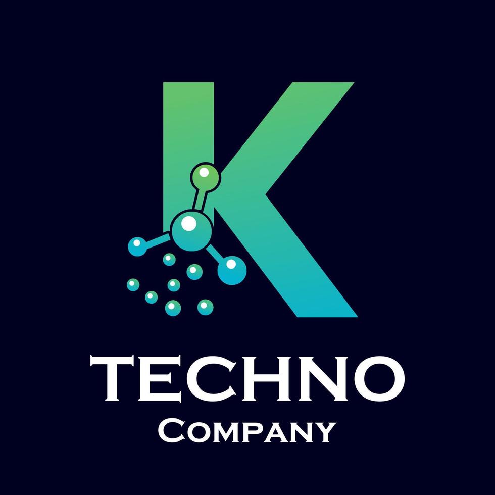 Letter k with molecule design logo template illustration vector