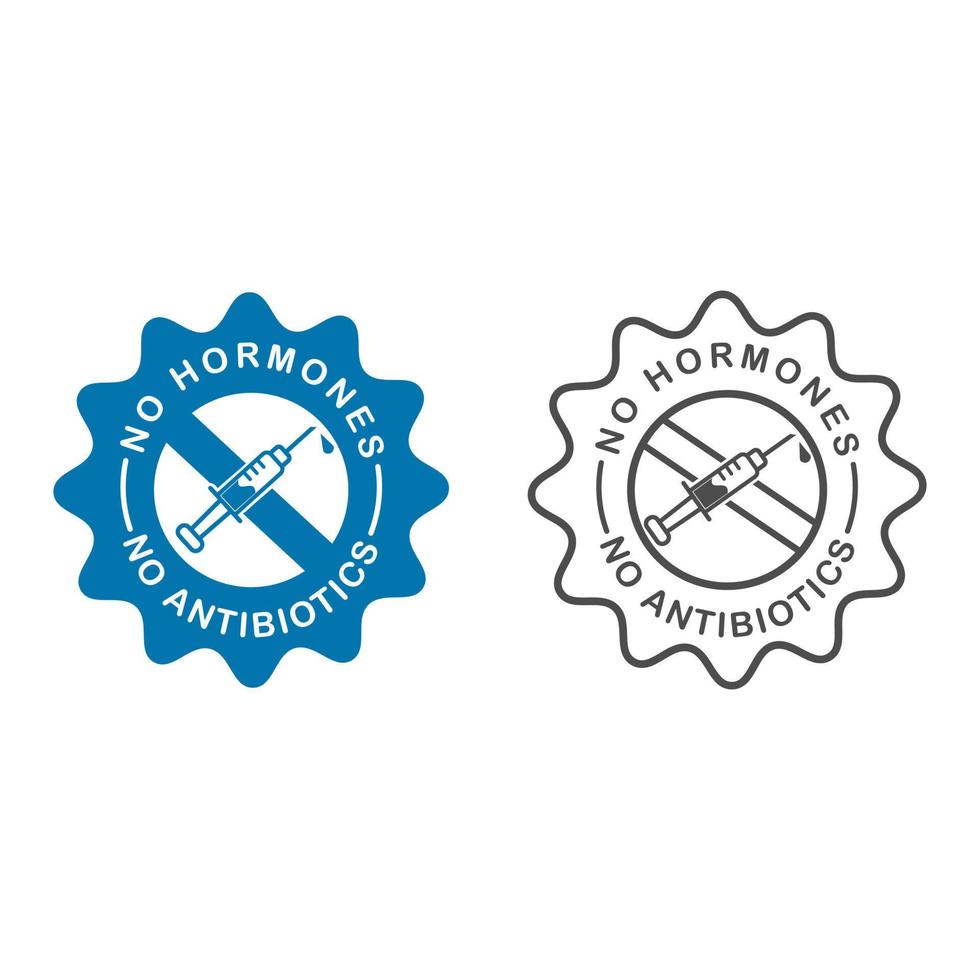 No antibiotics and no hormones logo template illustration. suitable for medical product label vector