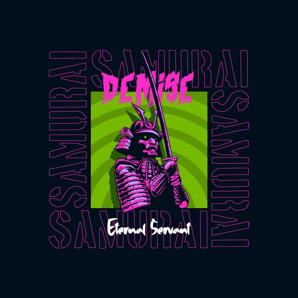 samurai artwork with street wear design style vector