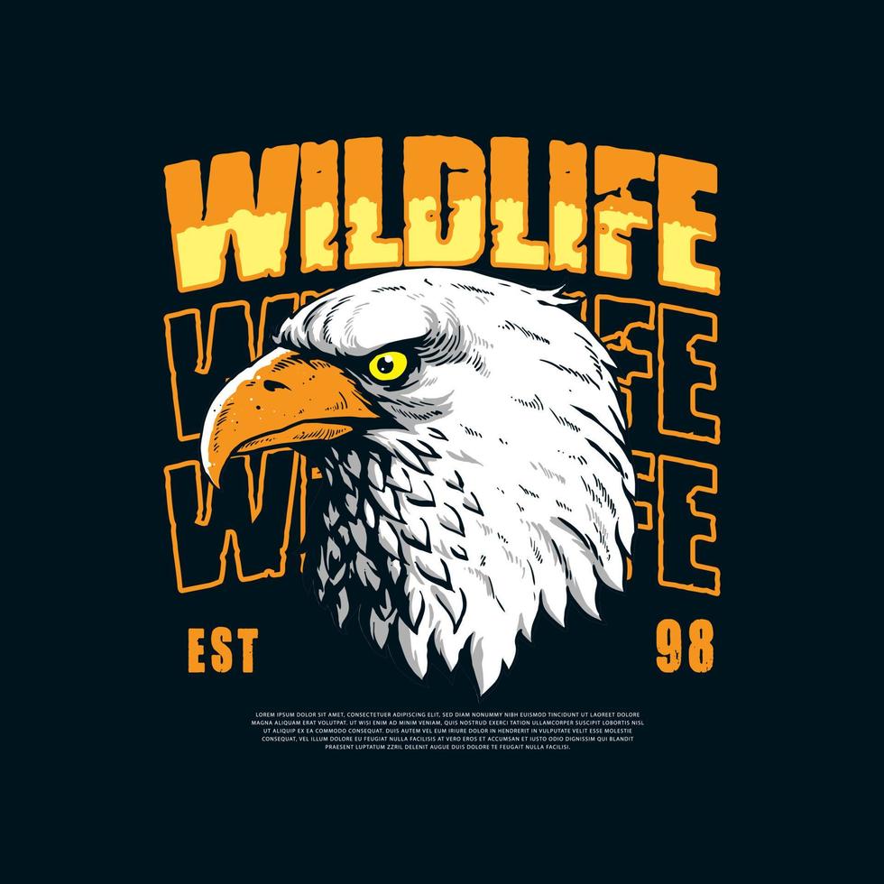 eagle head artwork with street wear design style vector