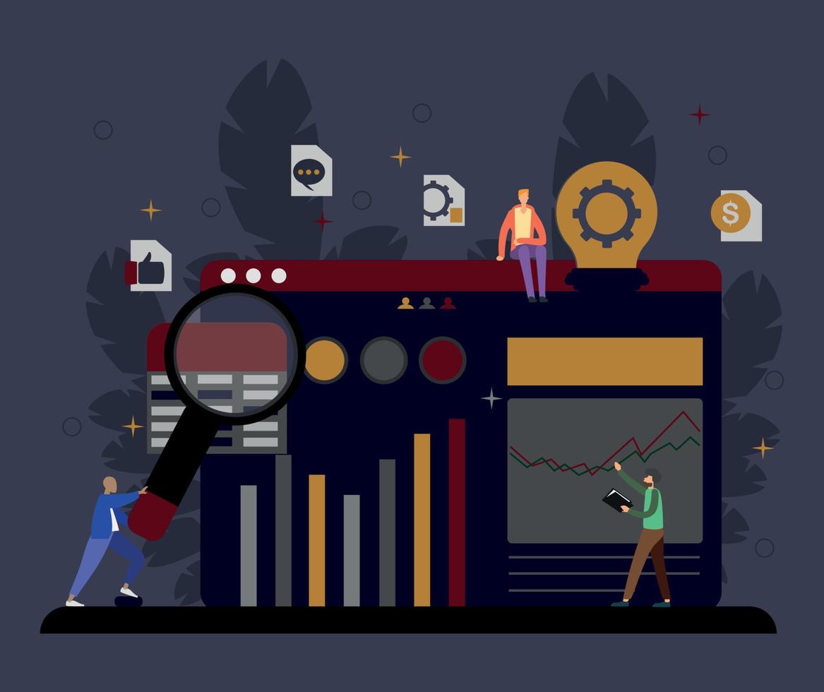 vector illustration of a team managing a project