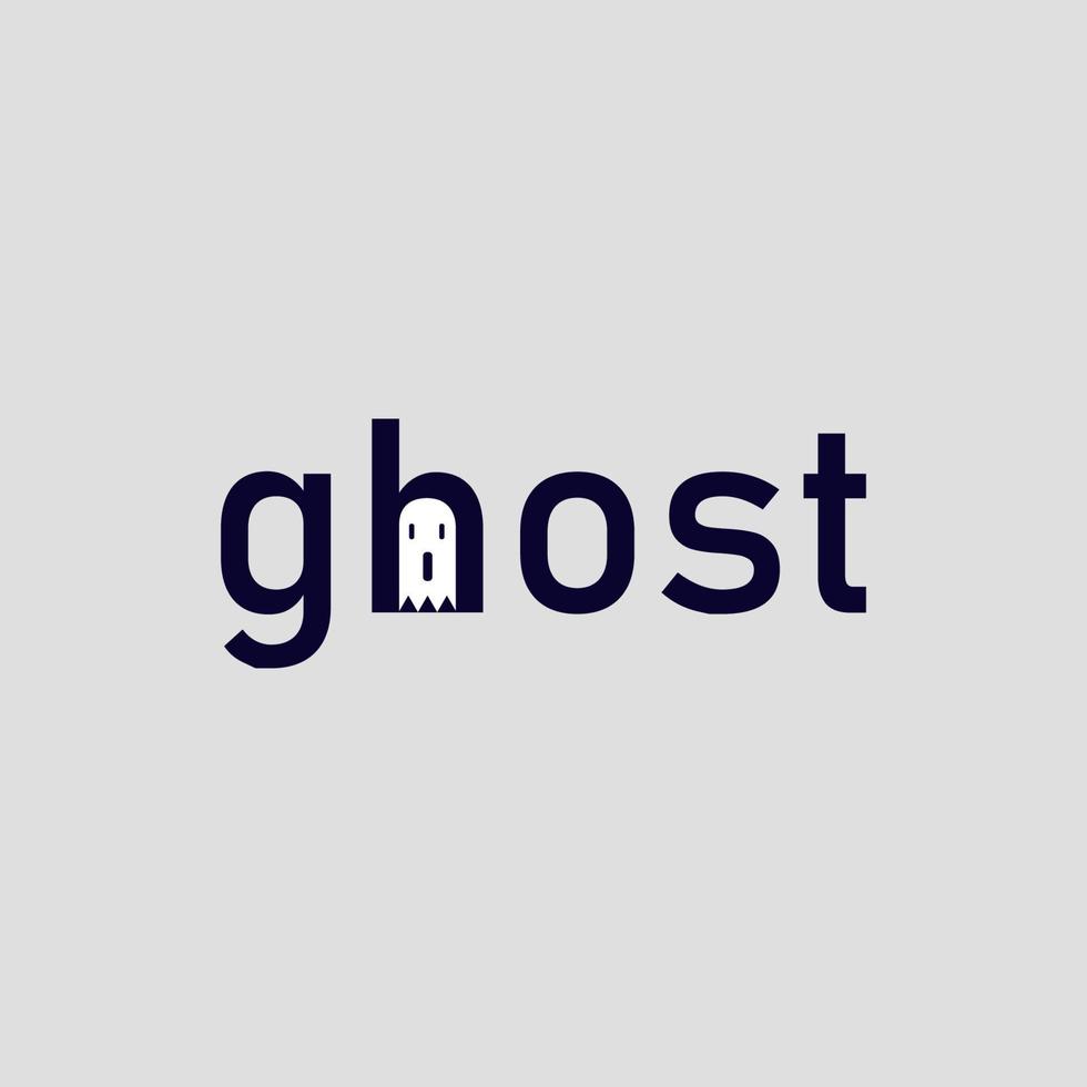 typography logo with ghost writing and there is a ghost image in the letter h vector