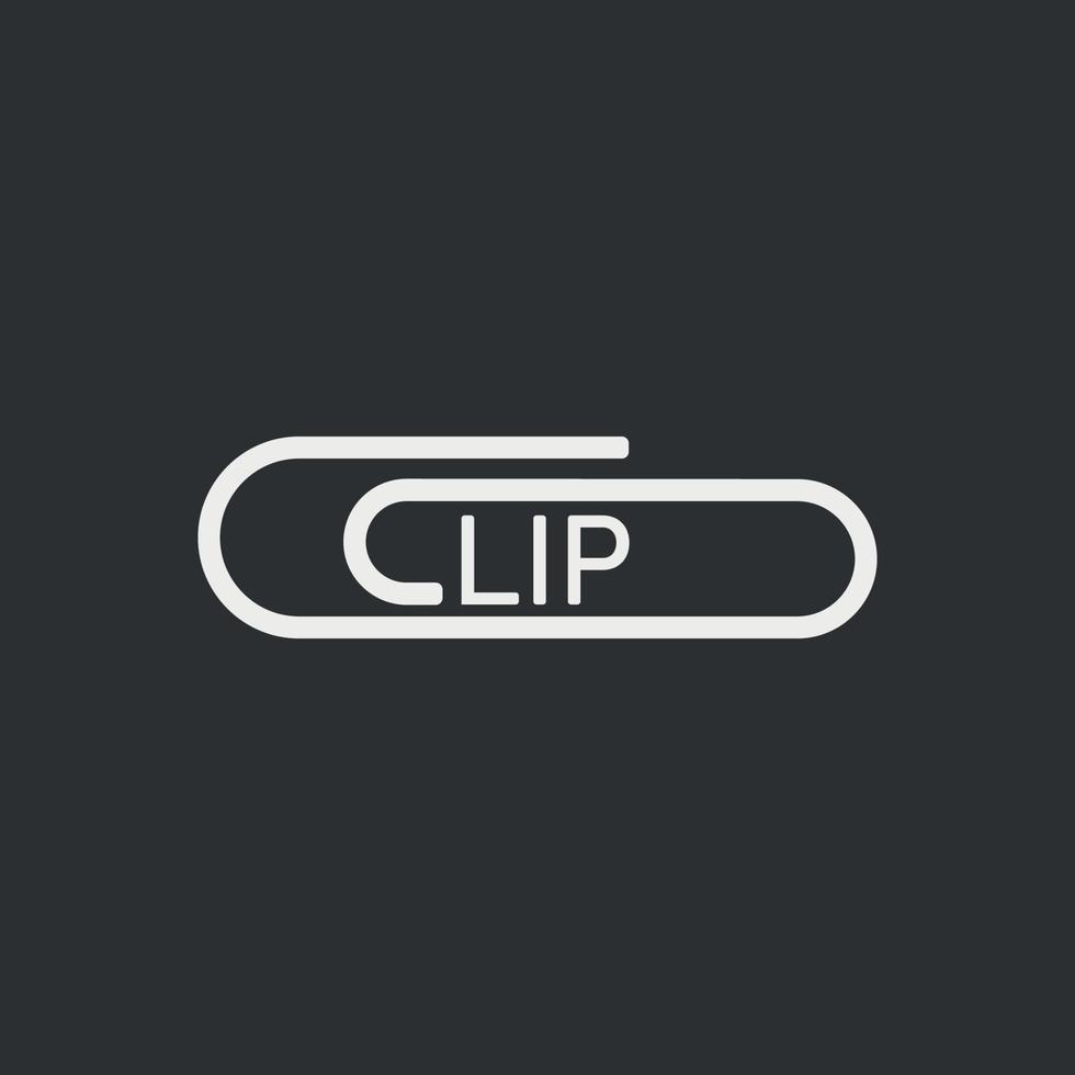 typography logo with the words clip and the letter c shaped like a paper clip vector