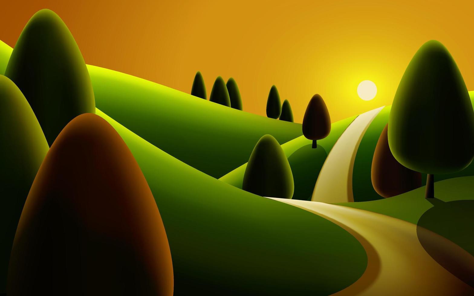 hermoso paisaje rural al atardecer vector