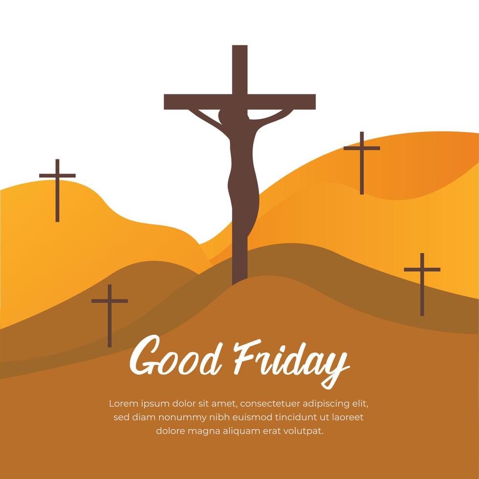 Good Friday Christian Religious Occasion With Jesus Cross Vector Illustration For Poster Background Social Media Post Greetings Banners Logo Symbol Elements And Print