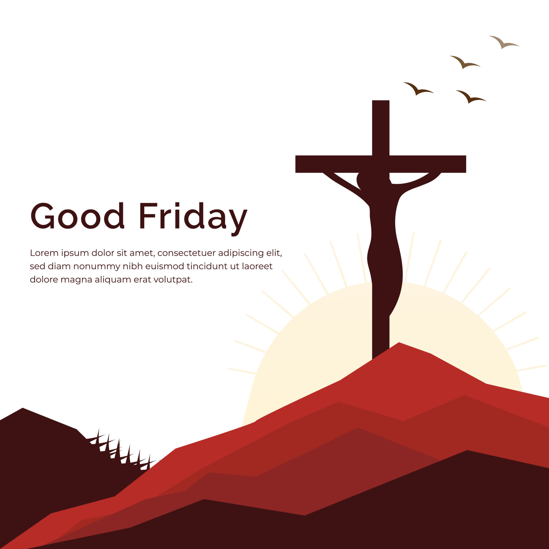 Good Friday Christian Religious Occasion With Jesus Cross Vector  Illustration For Poster Background Social Media Post Greetings Banners Logo  Symbol Elements And Print 7740249 Vector Art at Vecteezy