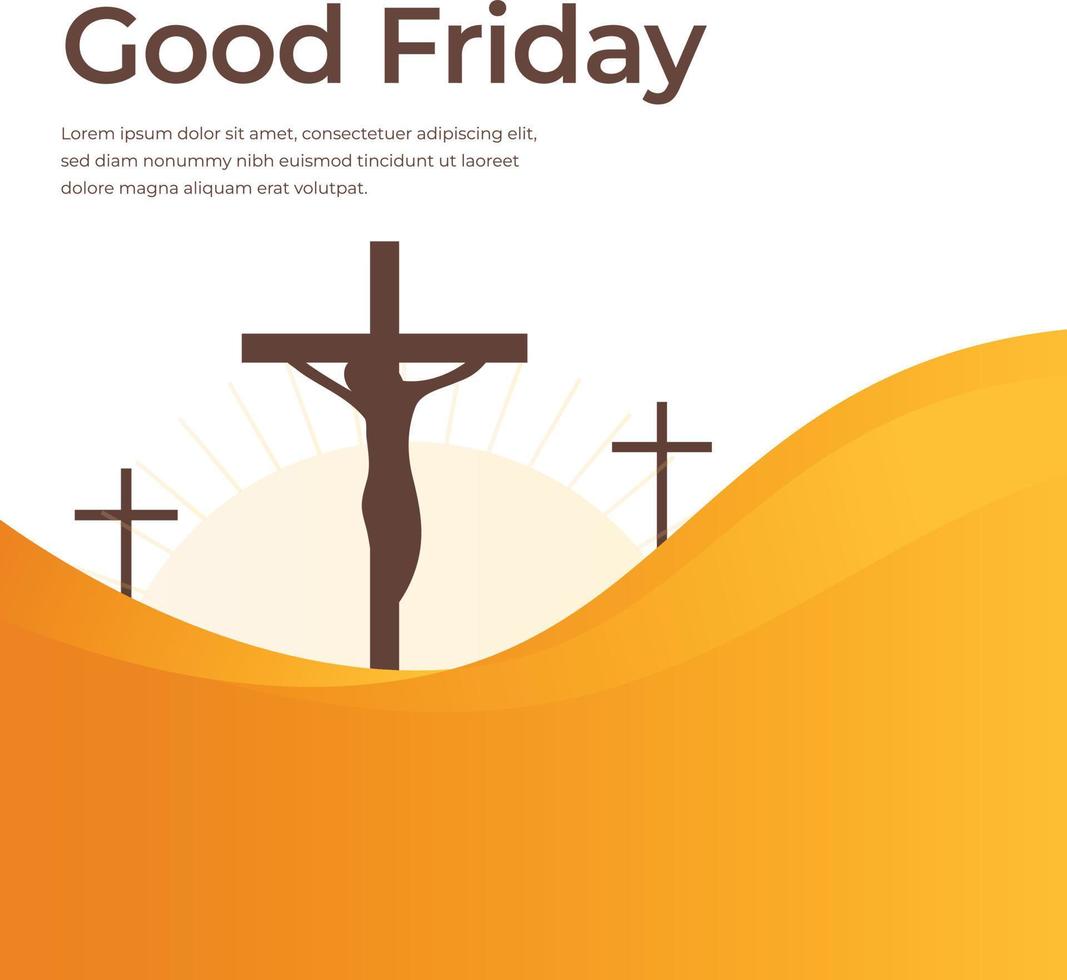 Good Friday Christian Religious Occasion With Jesus Cross Vector Illustration For Poster Background Social Media Post Greetings Banners Logo Symbol Elements And Print