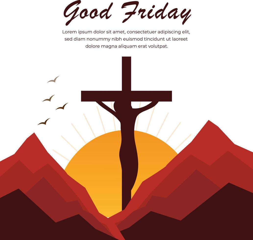 viernes santo ocasión religiosa cristiana con la cruz de jesús ilustración vectorial para el fondo del cartel publicación en las redes sociales saludos pancartas elementos del símbolo del logotipo e impresión vector