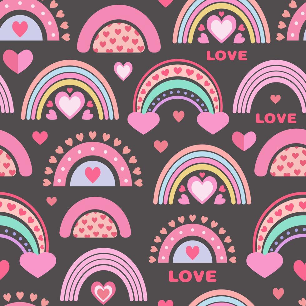 Cute rainbows seamless pattern vector