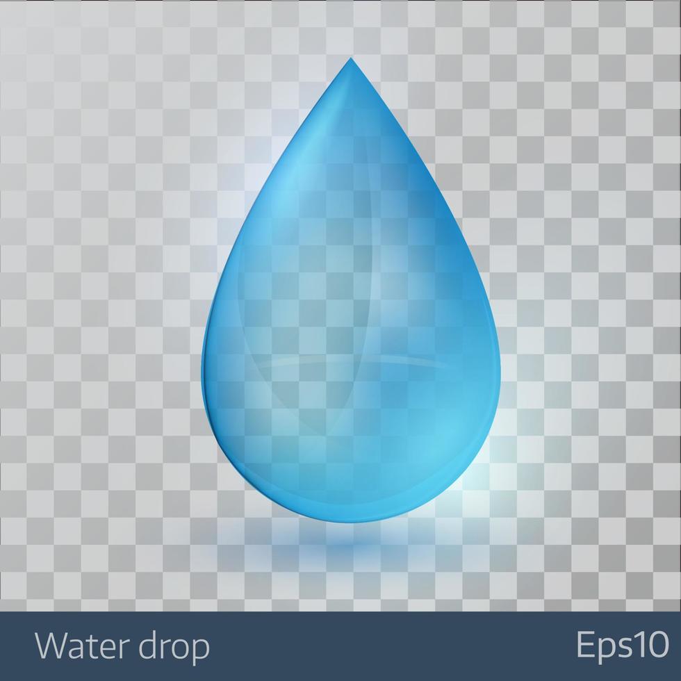 Blue shiny single water drop vector