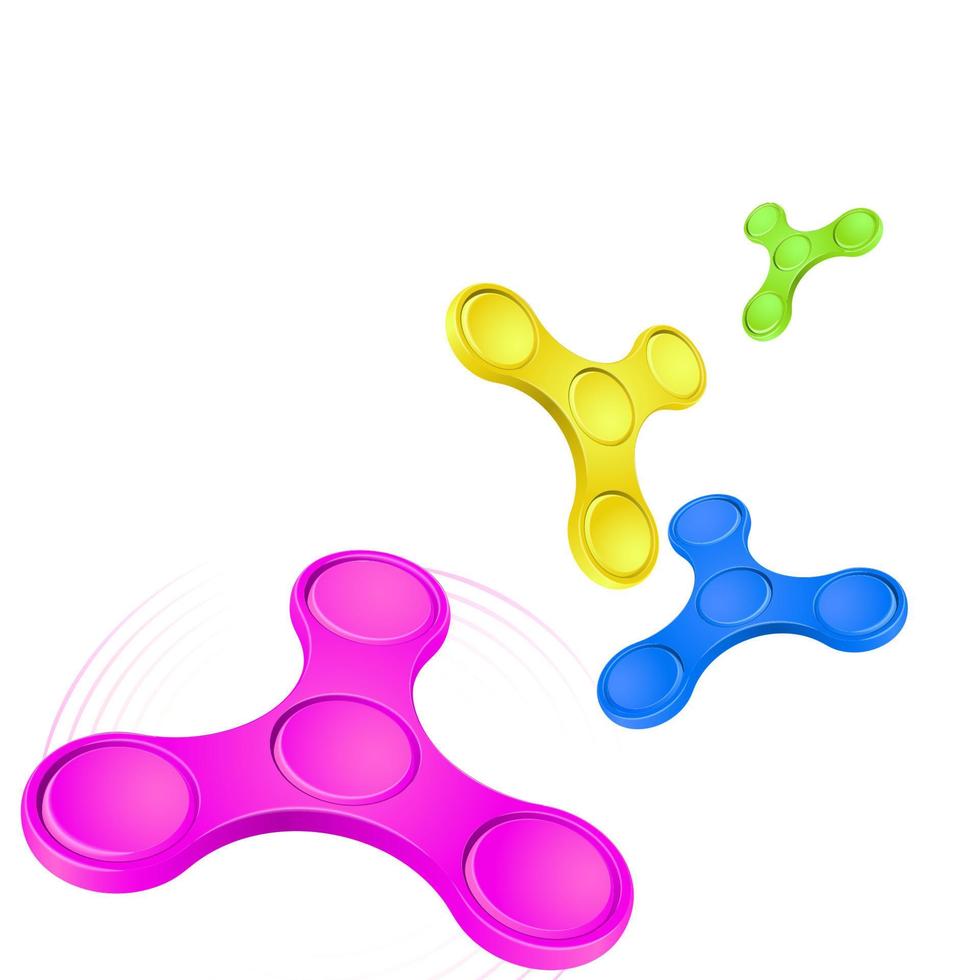 Set of fidget spinners of different colors vector