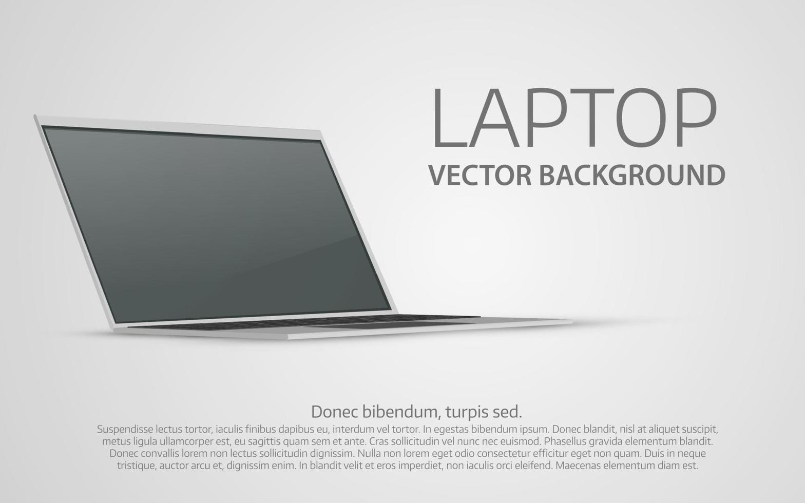 Laptop on gray background. Poster or banner design. vector