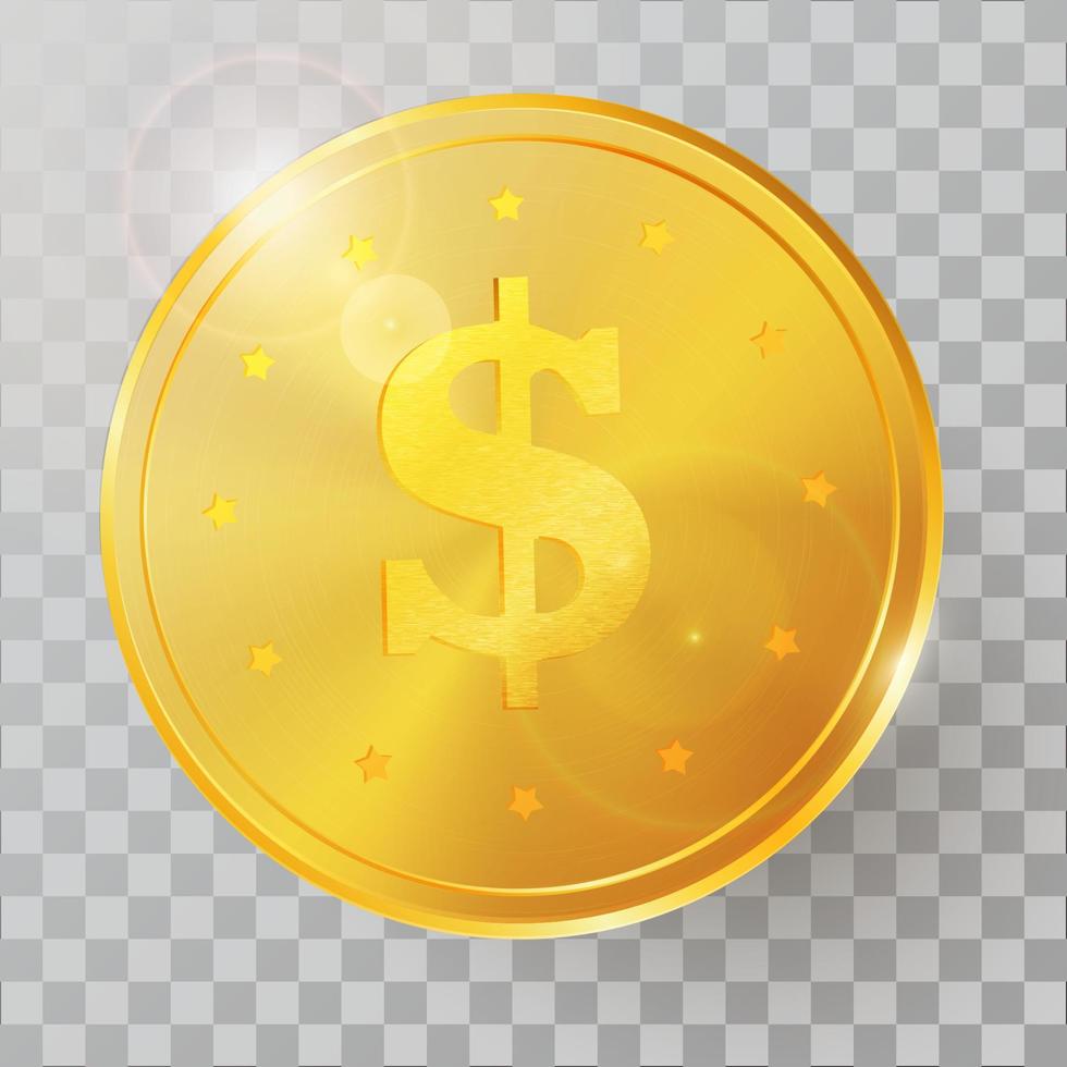 Realistic 3d golden  coin vector illustration