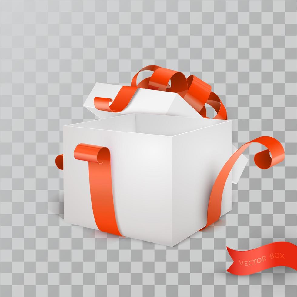 Open gift box with red bow isolated vector