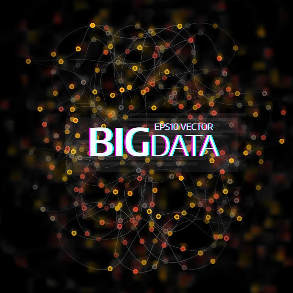 visualización de grandes datos. fondo abstracto con matriz de puntos y líneas vector