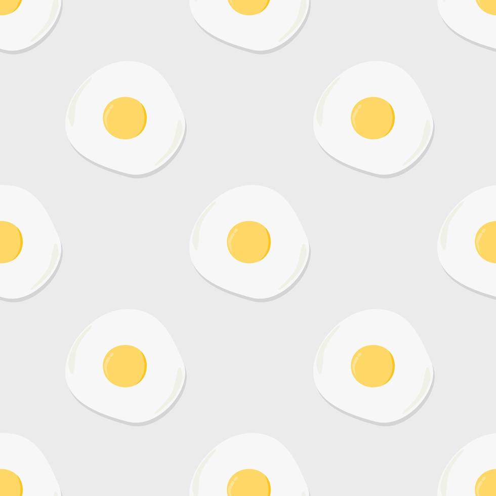 patrón sin costuras de huevos fritos sobre fondo gris, vector de papel tapiz de estilo minimalista.